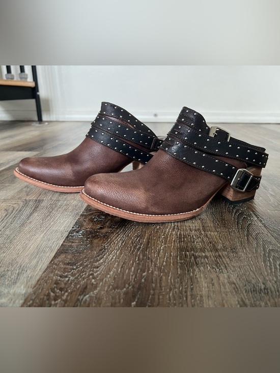 Freebird by Steven Shoes - Freebird by Steven Frontier Brown Leather Mule Studded Booties size 9